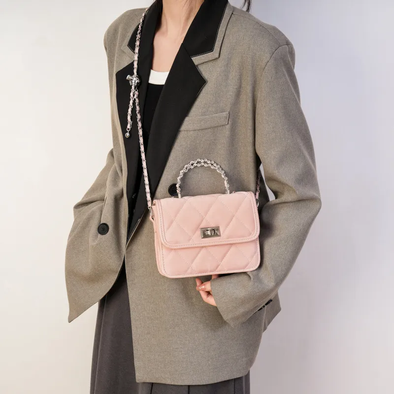ALOENEY PU Ancient Square Bag, Small Shoulder Bag, Crossbody Bag, Handbag Regular Women's Black, Pink, White-4