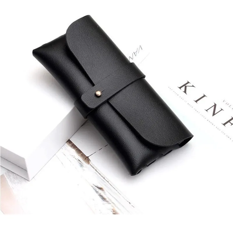 ALOENEY Leather Eyeglass Pouch Large Size Unisex Black/White-3
