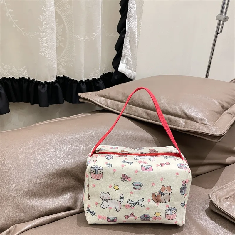 ALOENEY PU Makeup Bag Women's Red-1