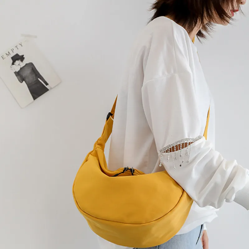 ALOENEY Nylon Fabric Dumpling Bag, Shoulder Bag, Crossbody Bag Regular Women's Bright Yellow-3