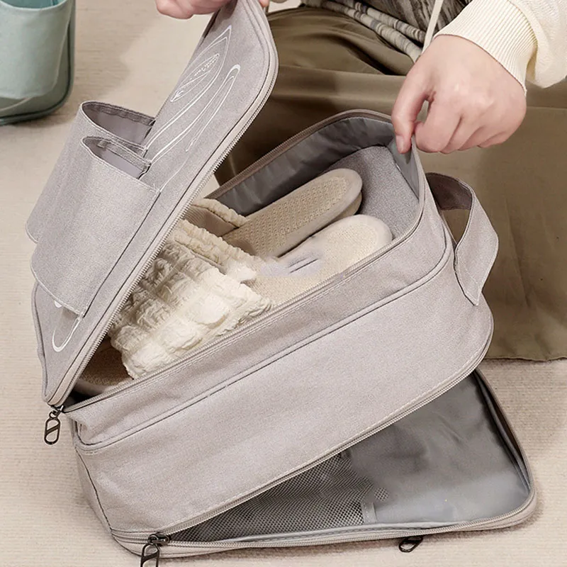 ALOENEY Polyester Shoe Bag For Travel Storage Bag Unisex Brown/Black/Gray/Pink/Light Blue-8