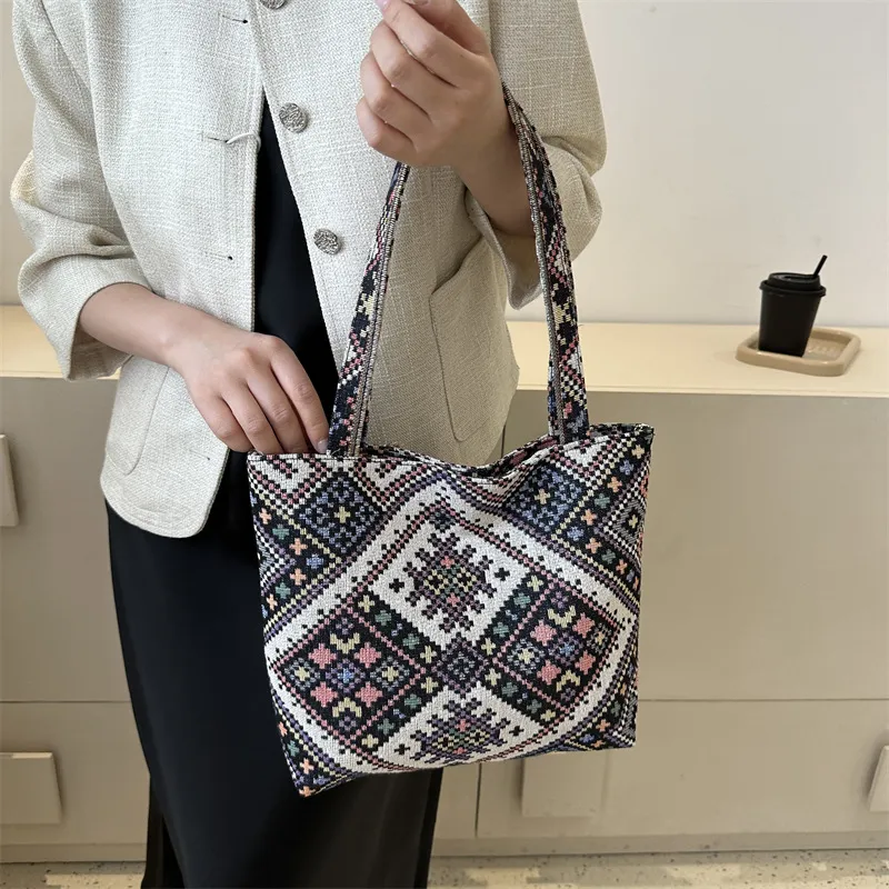ALOENEY Canvas Bag, Tote Bag, Shopping Bag, Shoulder Bag Regular Women's Black/Red/Blue-2