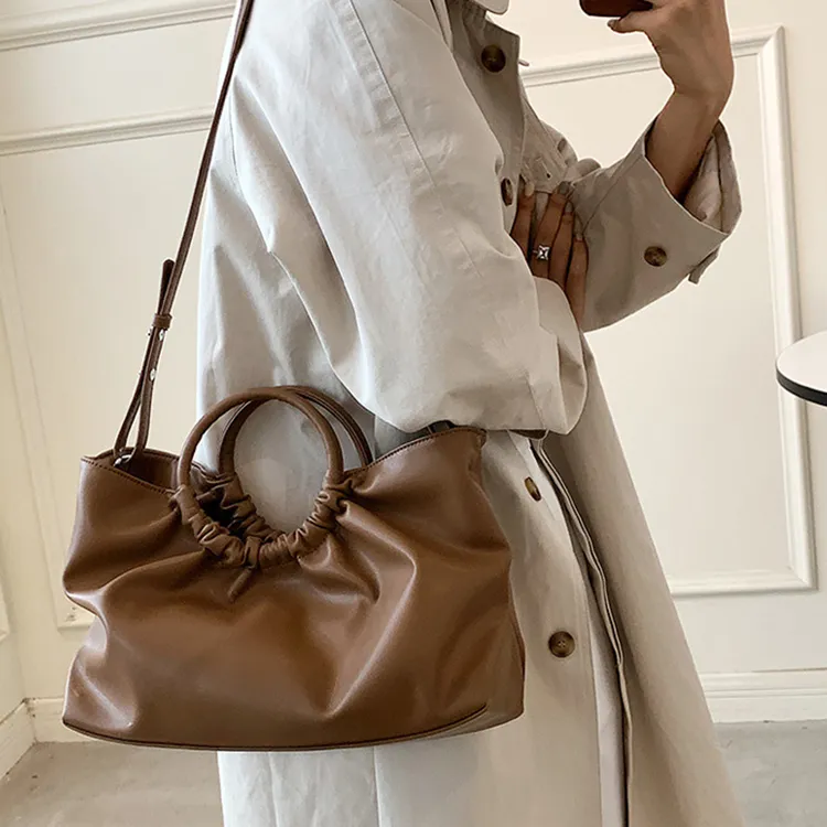 ALOENEY PU Handbag, Shoulder Bag Medium Size Women's Brown/Yellow Brown/Ecru-1