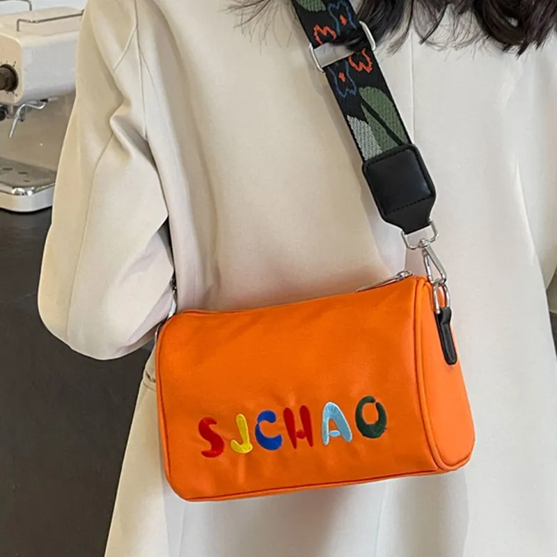 ALOENEY Composite Cloth Crossbody Bag, Shoulder Bag Regular Women's Orange/Collides With Black-1
