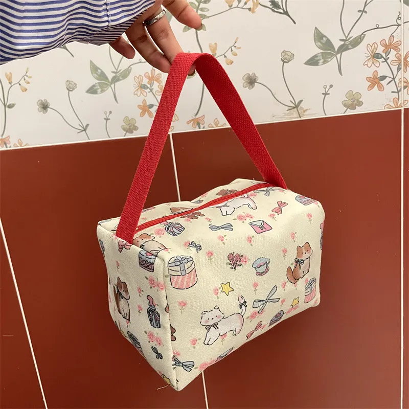 ALOENEY PU Makeup Bag Women's Red-3