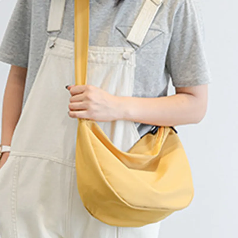 ALOENEY Nylon Fabric Dumpling Bag, Shoulder Bag, Crossbody Bag Regular Women's Bright Yellow-1