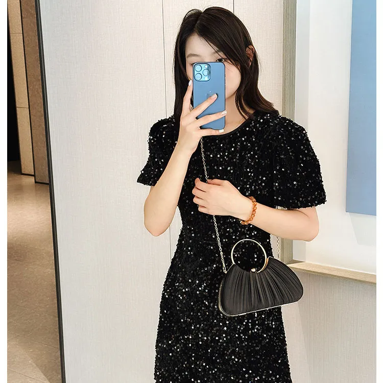 ALOENEY Polyester Clutch Handbag Women's Black/Ecru-1