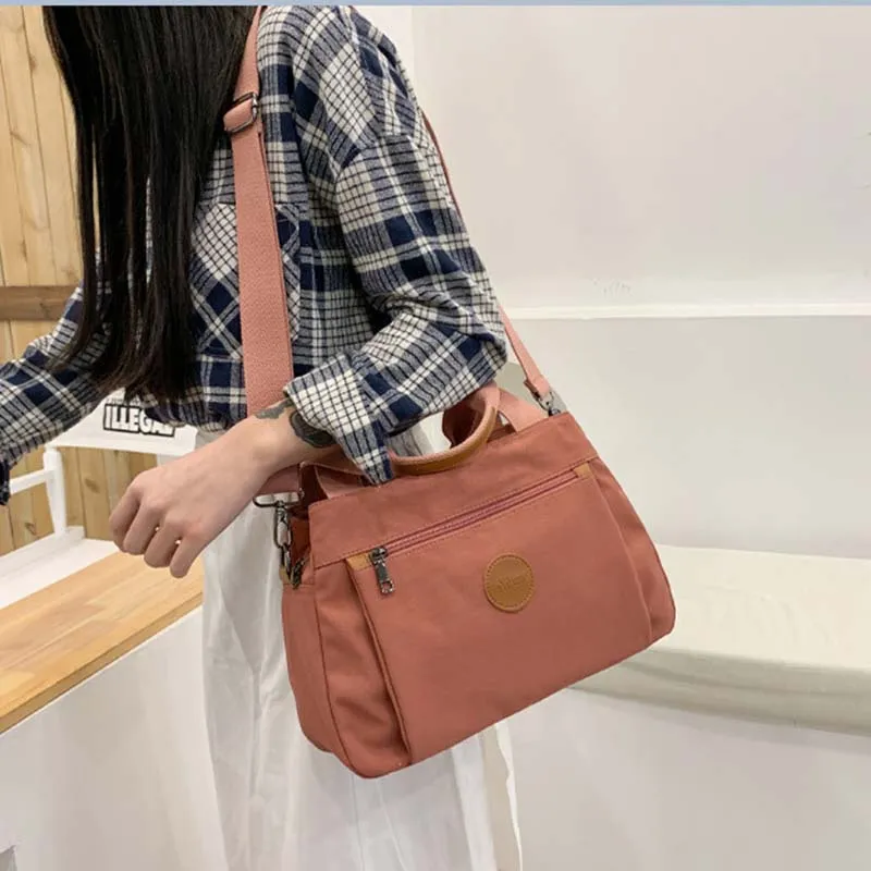 ALOENEY Nylon Fabric Portable Crossbody Bag, Shoulder Bag Women's Khaki/Black/Pink/Green/Gray-10