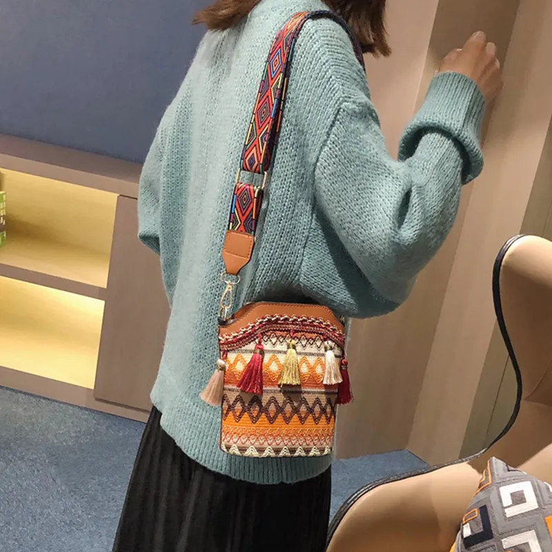 ALOENEY Nylon Bucket Bag, Shoulder Bag Regular Women's Red/Dark Blue/Brown/Light Blue-5