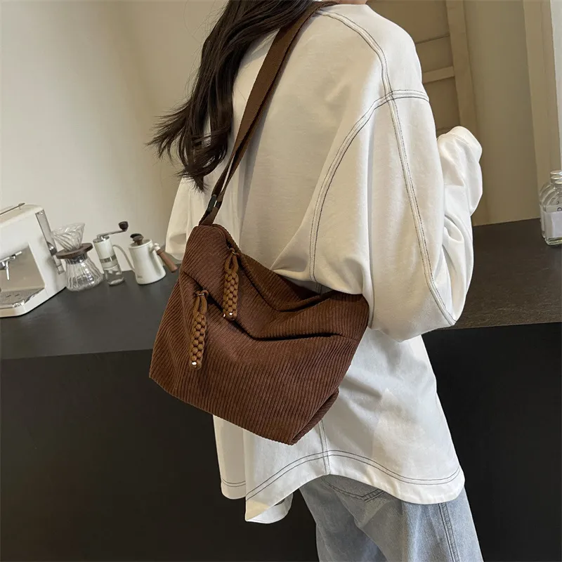 ALOENEY Corduroy Shoulder Bag, Crossbody Bag Regular Unisex Multicolor-1