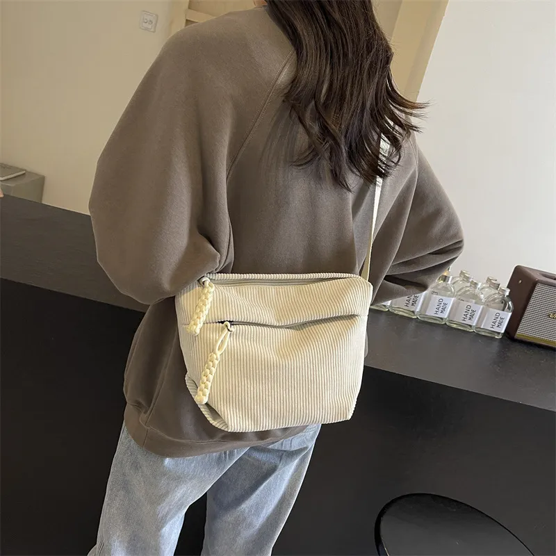 ALOENEY Corduroy Shoulder Bag, Crossbody Bag Regular Unisex Multicolor-7