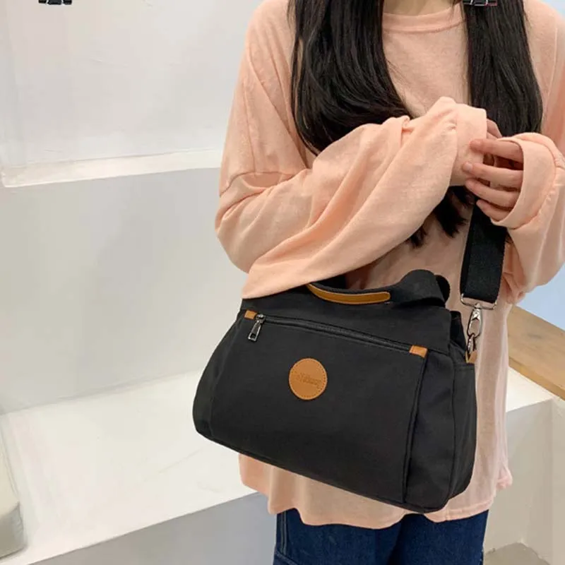 ALOENEY Nylon Fabric Portable Crossbody Bag, Shoulder Bag Women's Khaki/Black/Pink/Green/Gray-6