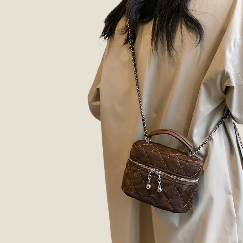 ALOENEY PU One Shoulder Handbags Mini Women's White, Brown-5