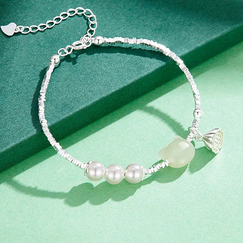 Asia Star Hetian Jade Bracelets Pale Greenish White Jade Women's-1