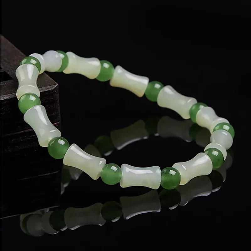 Asia Star Bracelets Pale Greenish White Jade Women's-2