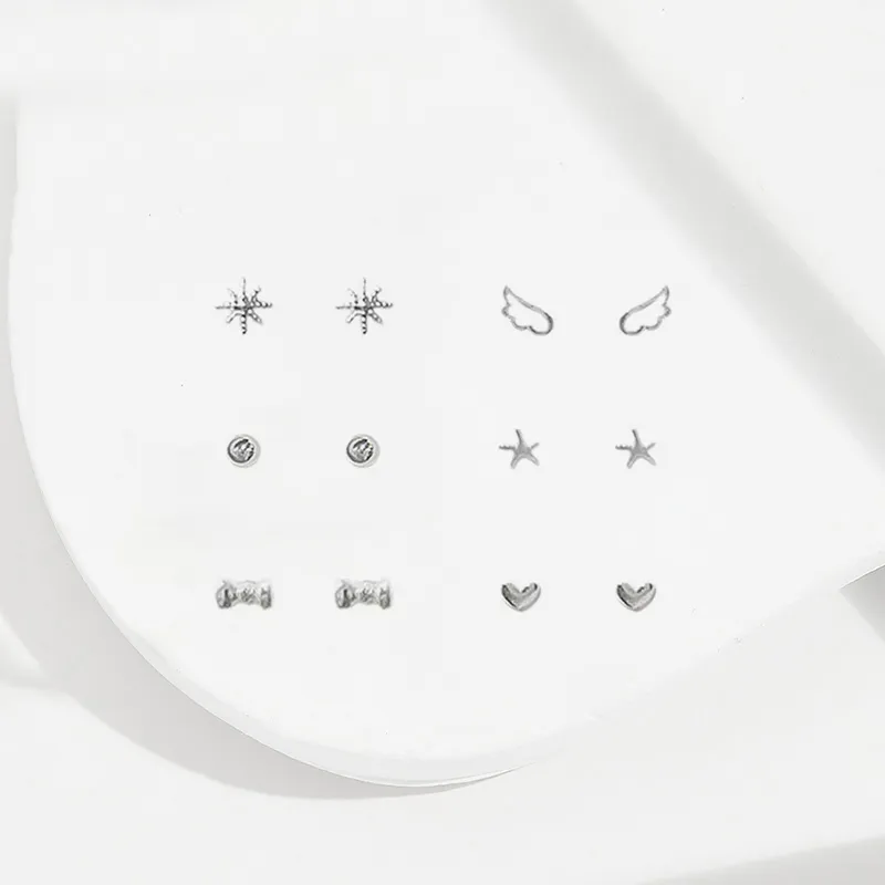 Asia Star Alloy Stud Earrings Women's-2