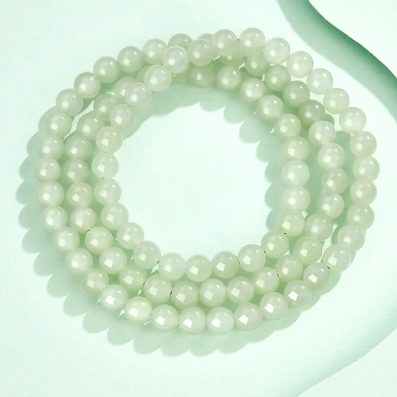 Asia Star Bracelets Pale Greenish White Jade Women's-2