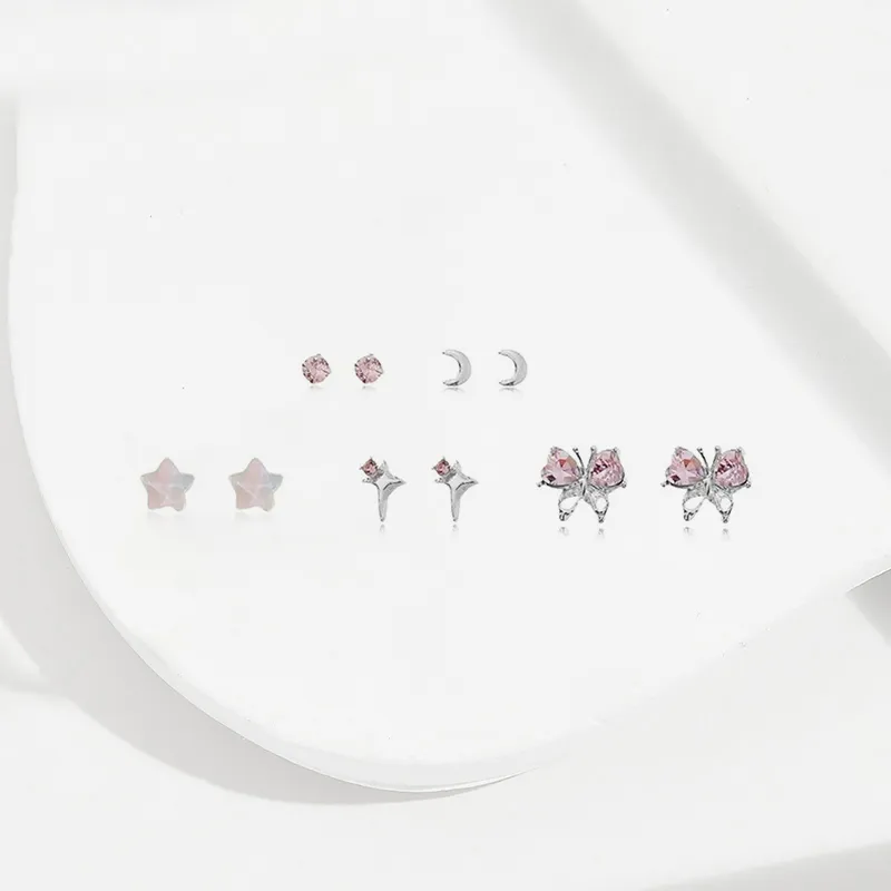 Asia Star Alloy Stud Earrings Women's-2