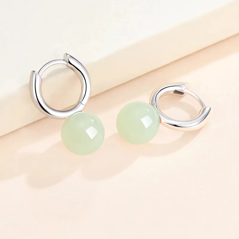 Asia Star Earrings Pale Greenish White Jade Women's-2