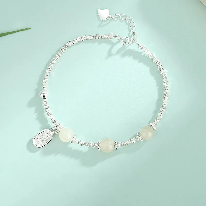 Asia Star Bracelets Pale Greenish White Jade Women's-1
