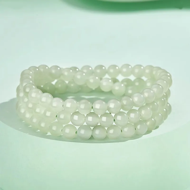 Asia Star Bracelets Pale Greenish White Jade Women's-1