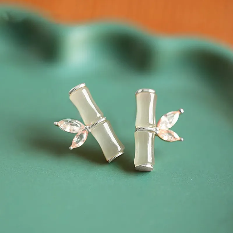 Asia Star Earrings Pale Greenish White Jade Women's-1