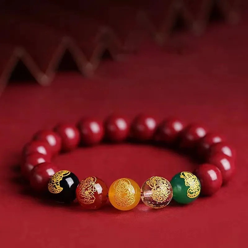 Asia Star Reconstructed Cinnabar Bracelets Unisex-1