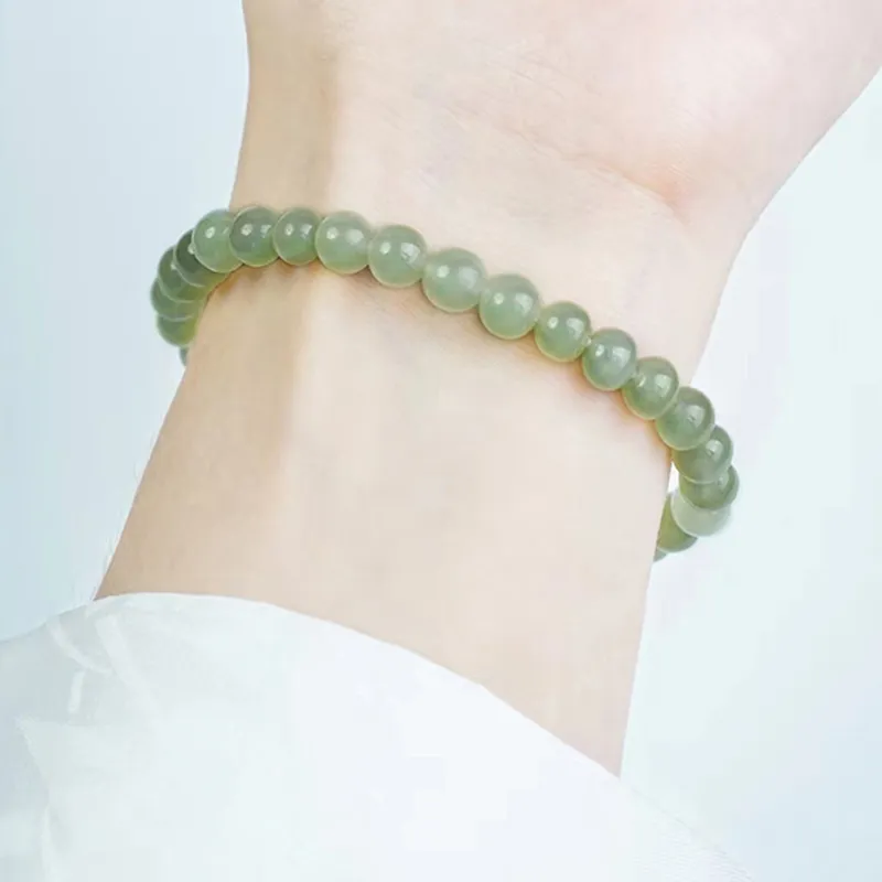 Asia Star Hetian Jade Bracelets Pale Greenish White Jade Women's-3