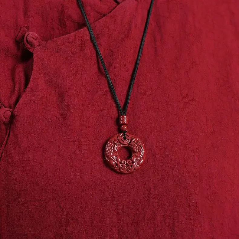 Asia Star Reconstructed Cinnabar Necklaces Women's-1