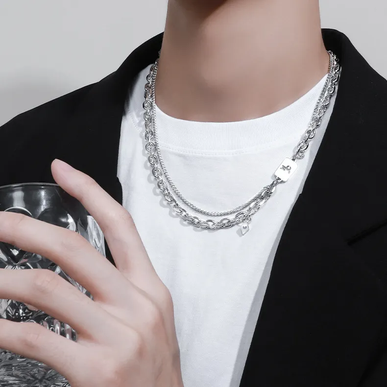 Asia Star Titanium Steel Necklaces Men's-8