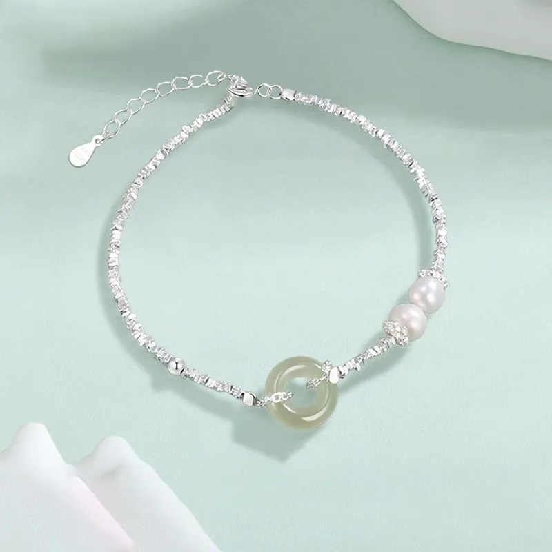 Asia Star Hetian Jade Bracelets Pale Greenish White Jade Women's-2