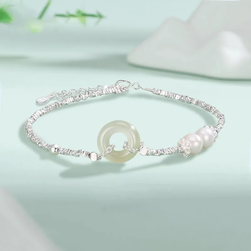 Asia Star Hetian Jade Bracelets Pale Greenish White Jade Women's-1