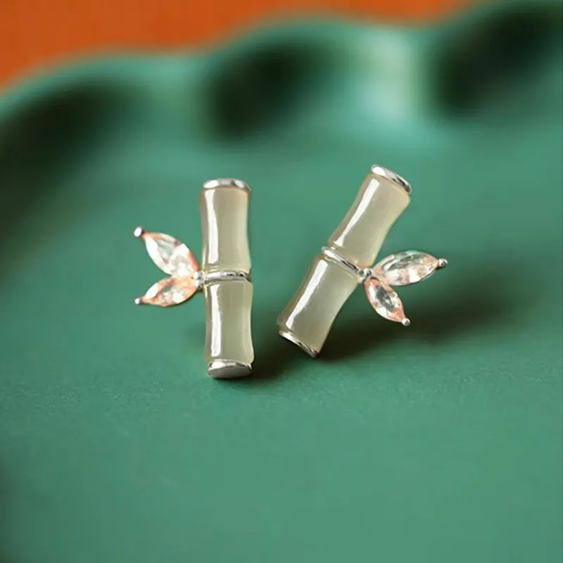 Asia Star Earrings Pale Greenish White Jade Women's-2