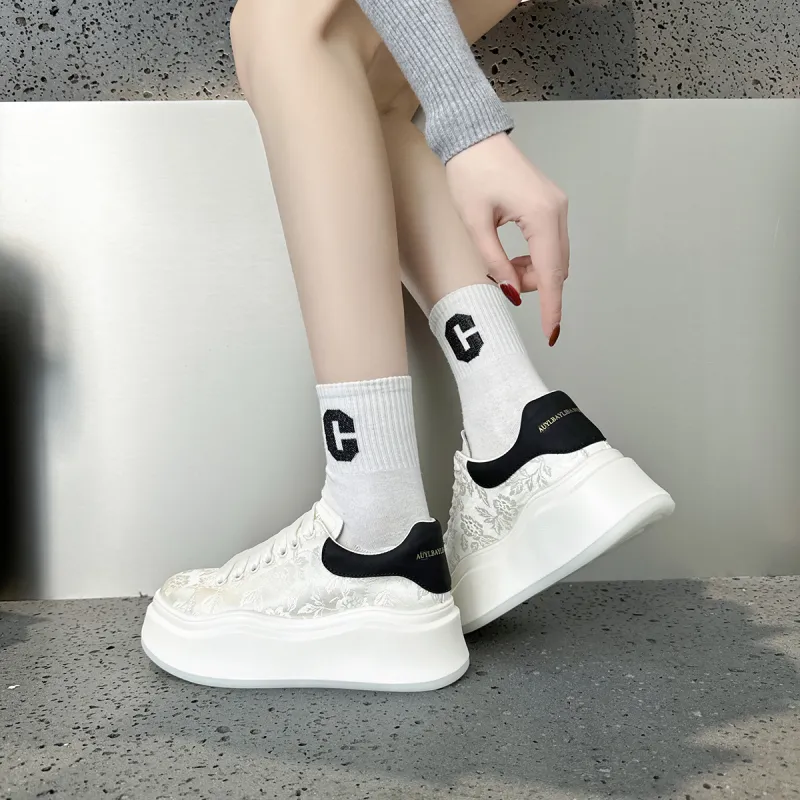 MODERN BELLE Lightweight Height Increasing Low-Top Skateboard Shoes Women's-4