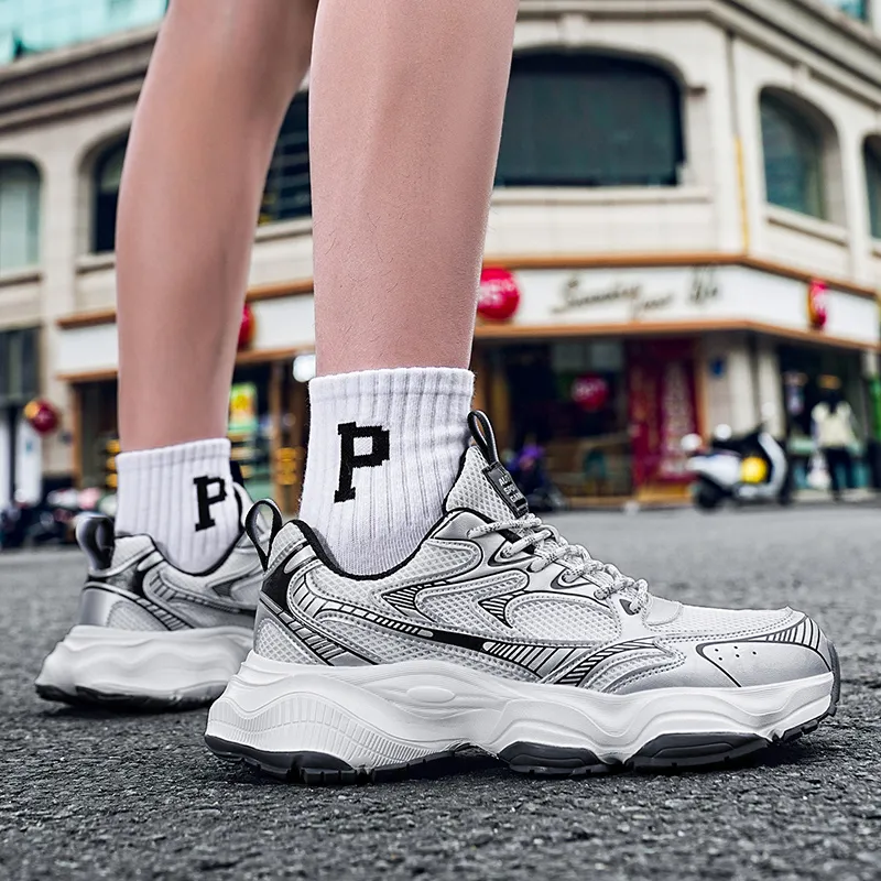 A55 Cushioning Slip Resistant Height Increasing Low Top Casual Shoes Unisex-3