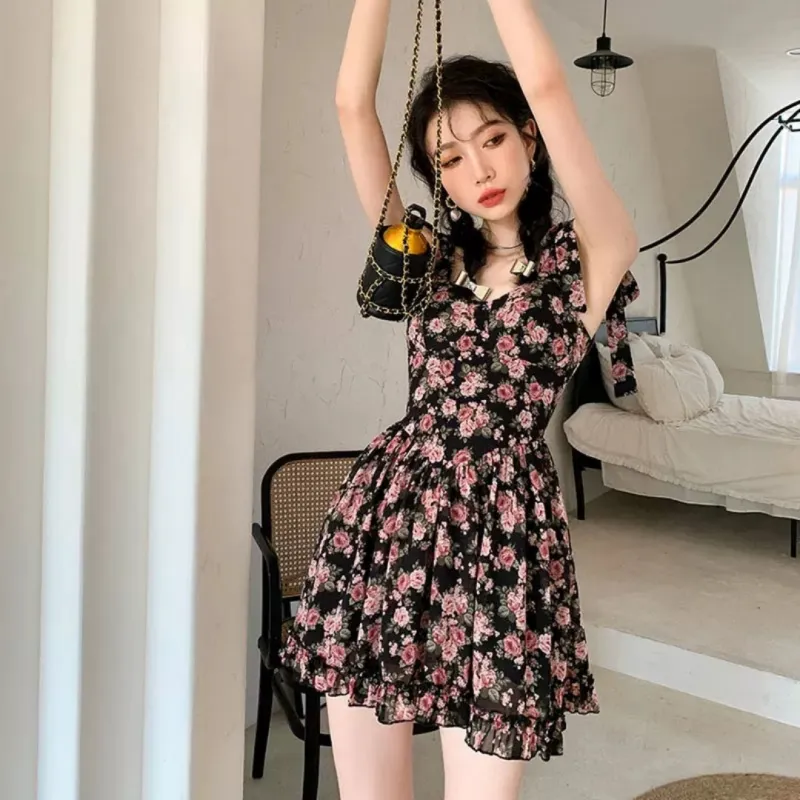 GLEE DIARY Slip Dress Women's Black-3