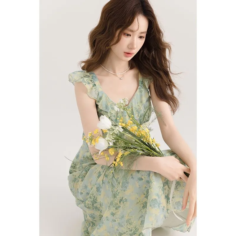 GLEE DIARY Short Sleeved Dress Women's Green-2