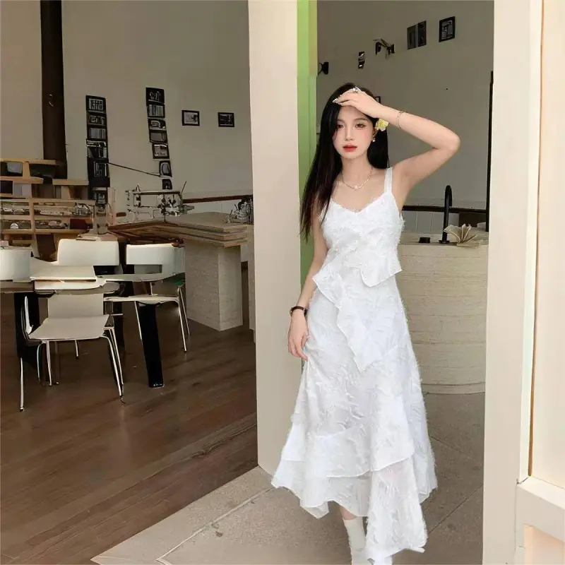 FLIM Slip Dresses Women's Jasmine White-7