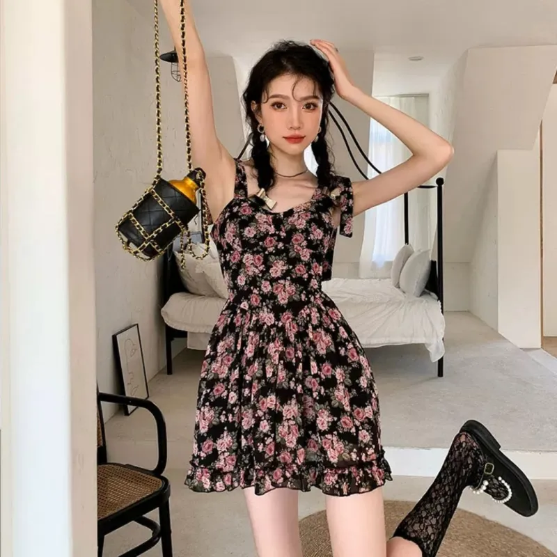 GLEE DIARY Slip Dress Women's Black-6