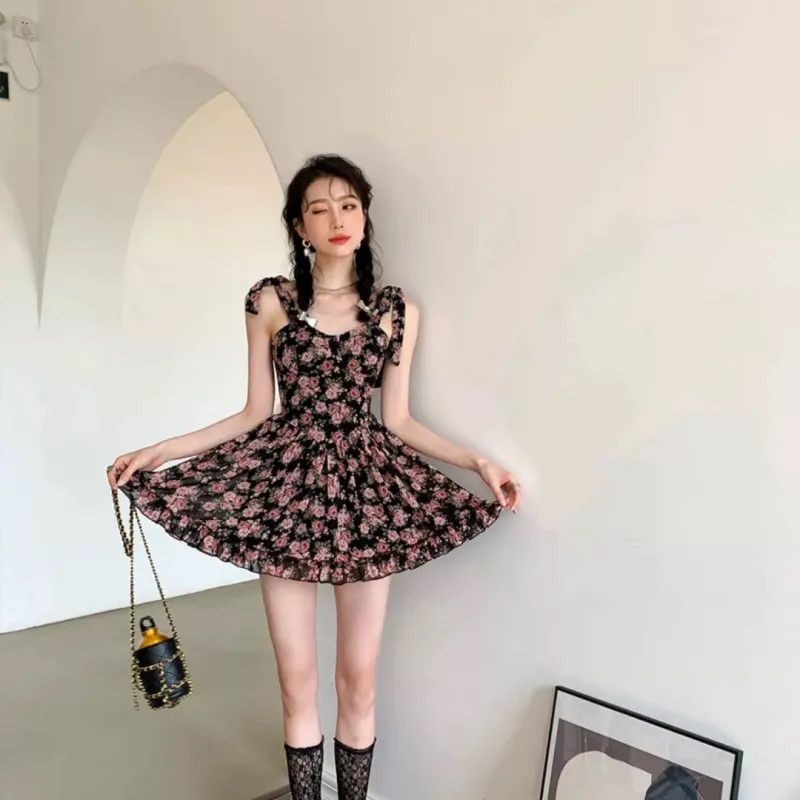 GLEE DIARY Slip Dress Women's Black-4