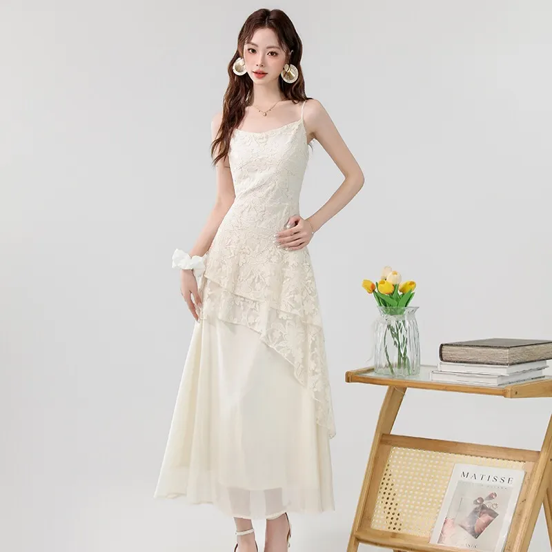 GLEE DIARY Slip Dress Women's Ecru-5