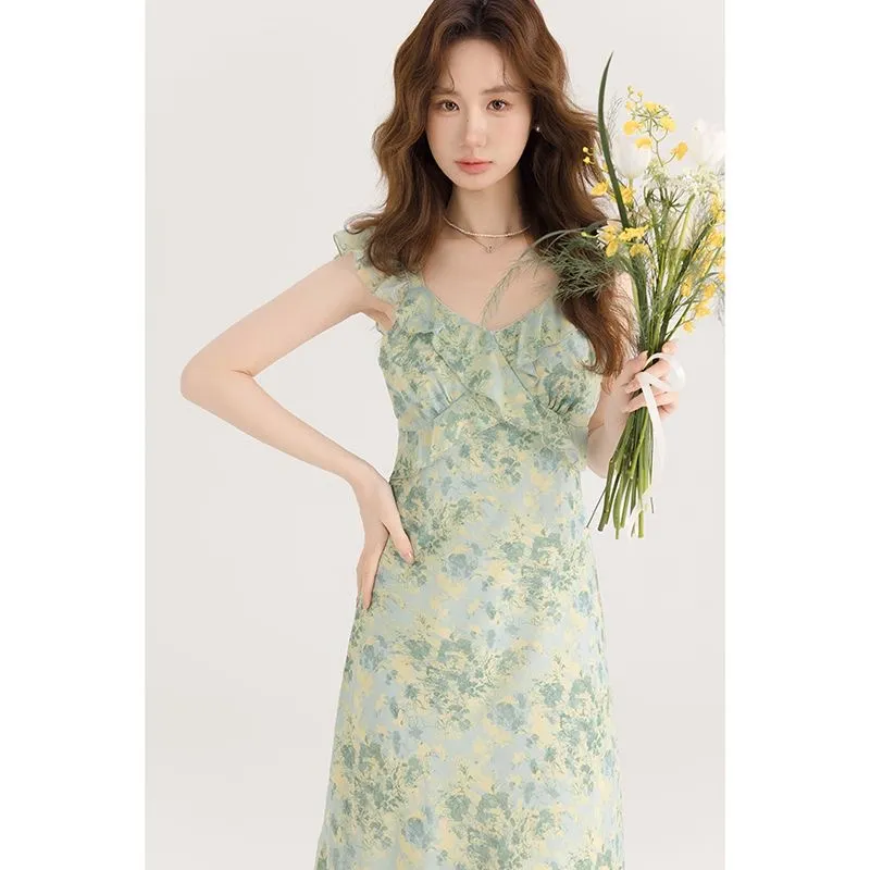 GLEE DIARY Short Sleeved Dress Women's Green-4