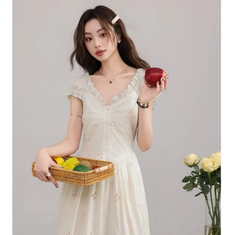 GLEE DIARY Short Sleeved Dress Women's Apricot-3