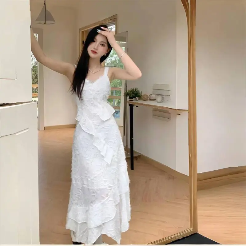 FLIM Slip Dresses Women's Jasmine White-8