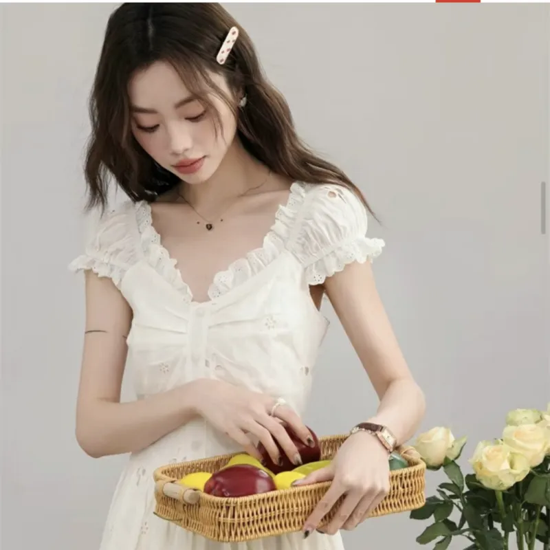 GLEE DIARY Short Sleeved Dress Women's Apricot-5