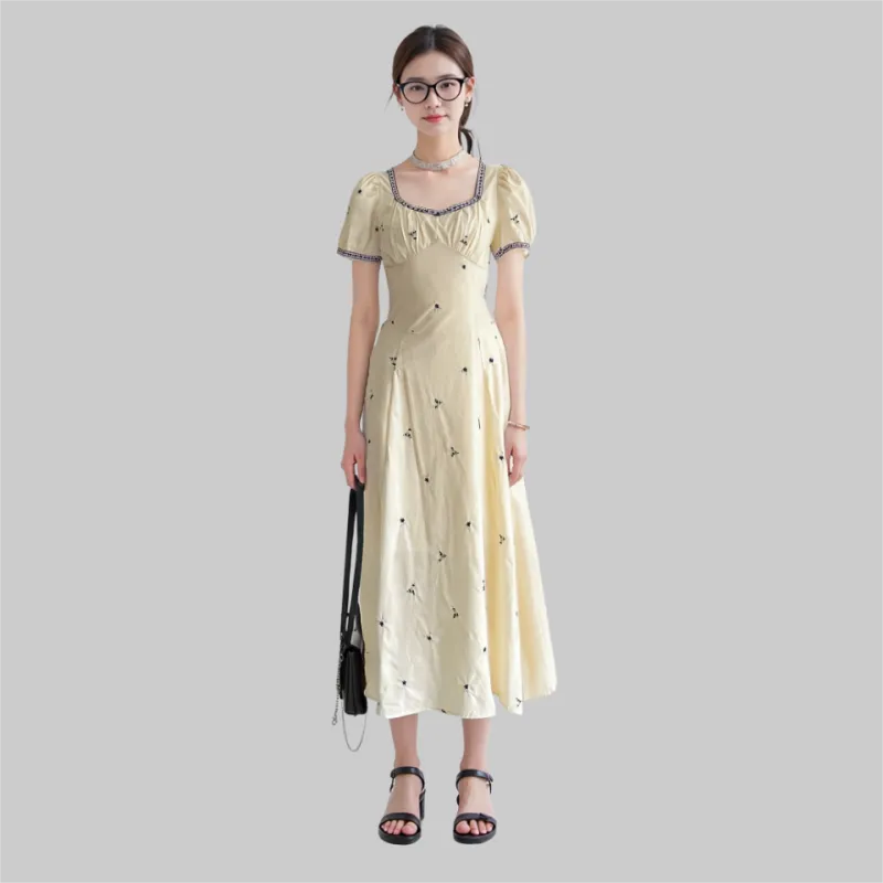 GLEE DIARY Short Sleeved Dress Women's Apricot-1