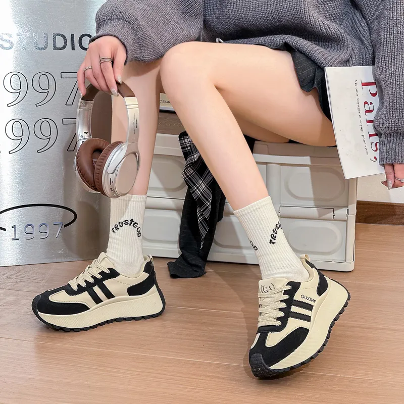 MIIRACER Shock Absorbers With Slip Resistant And Abrasion Resistant Properties Low Top Chunky Sneakers Women's-2
