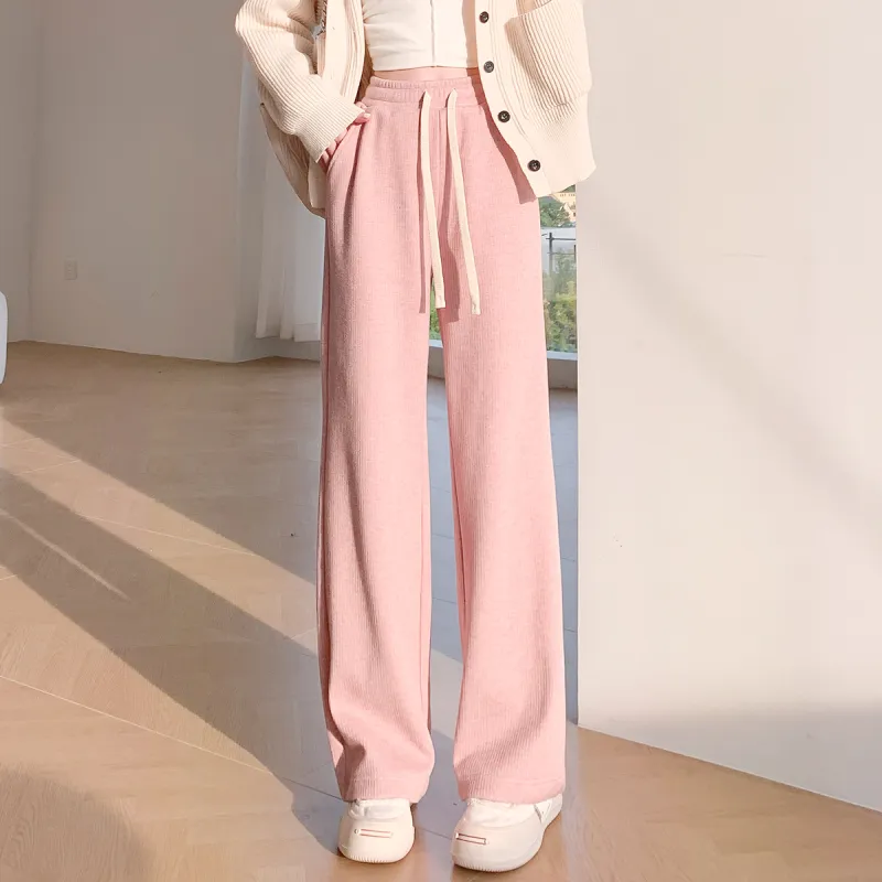 MINISO Casual Pants Women's Pink Solid Color-2
