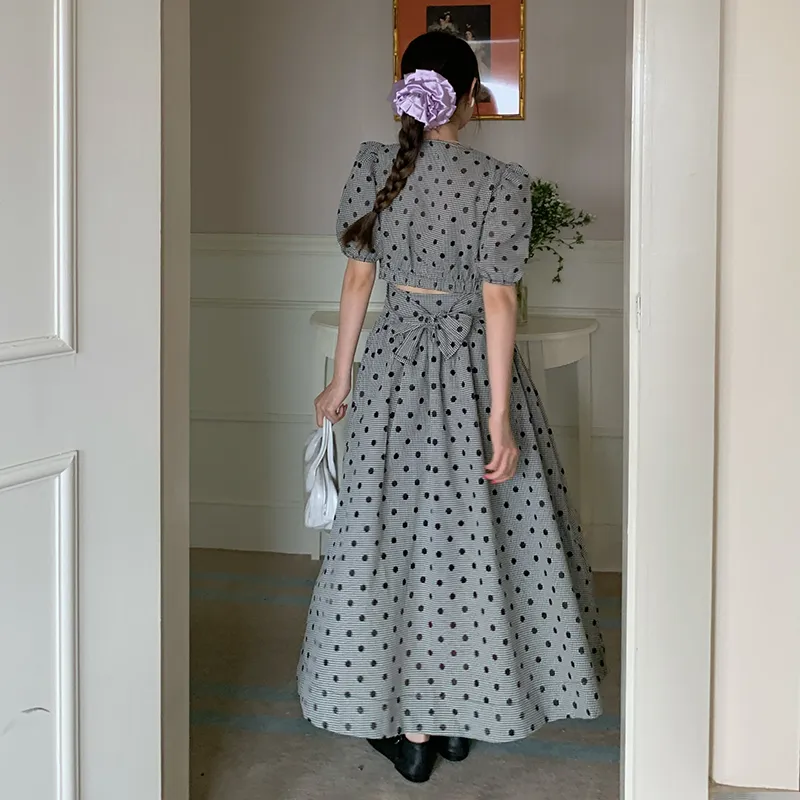 COVT Skirt Set Women's Gray Polka Dot-2