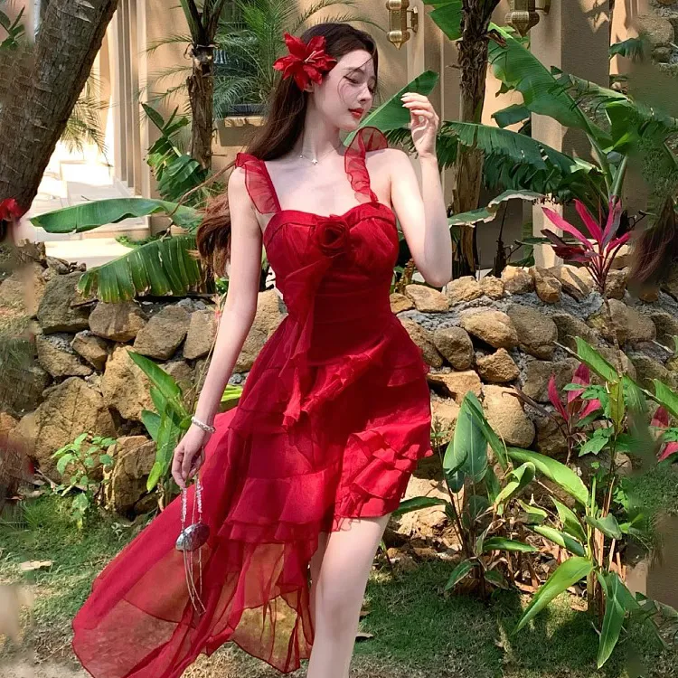COVT Slip Dresses Women's Red-2